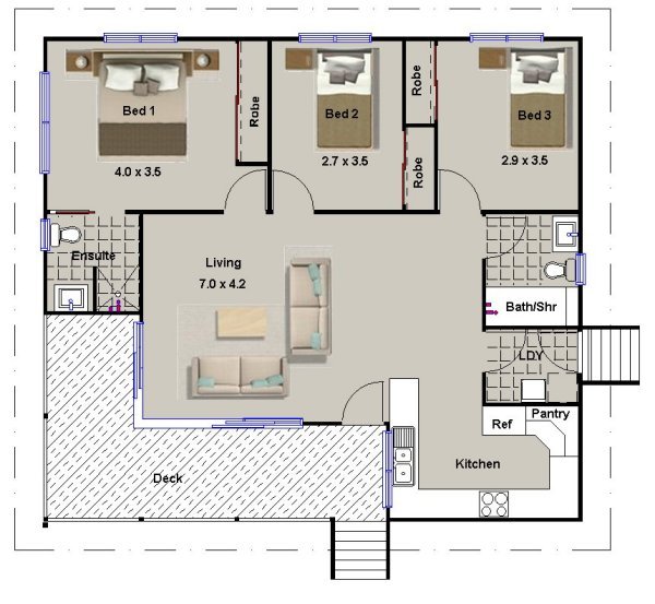 small 3 bedroom