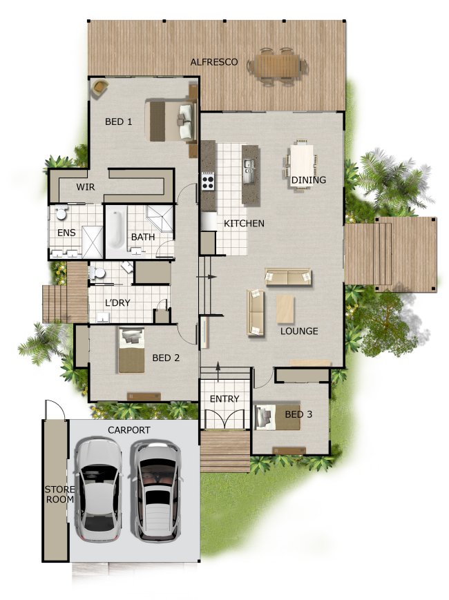 3 bedroom ideal sloping land