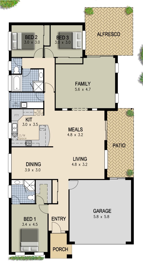 3 Bedroom double car 
