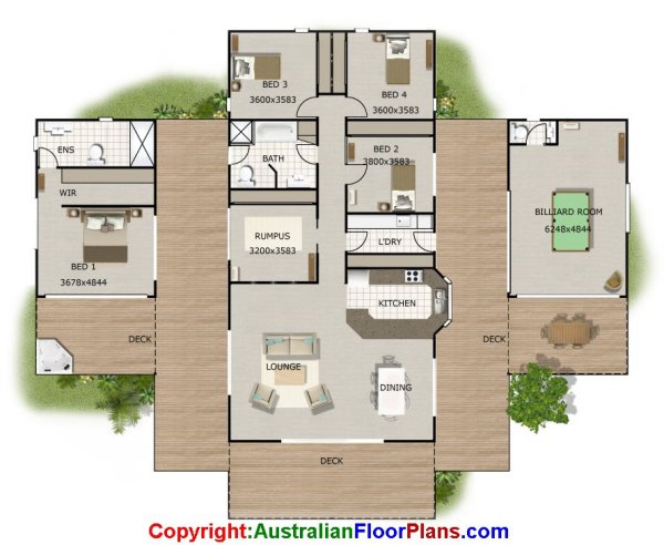 Acreage Hillside House Plan 4 Bed:353KR